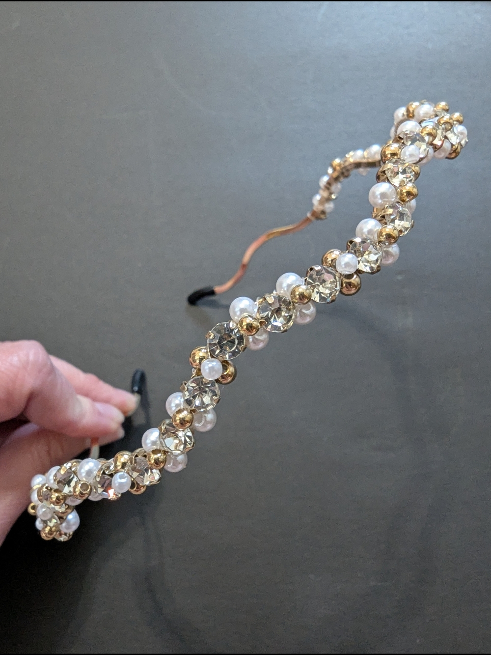 Gold and Pearl Beaded Headband